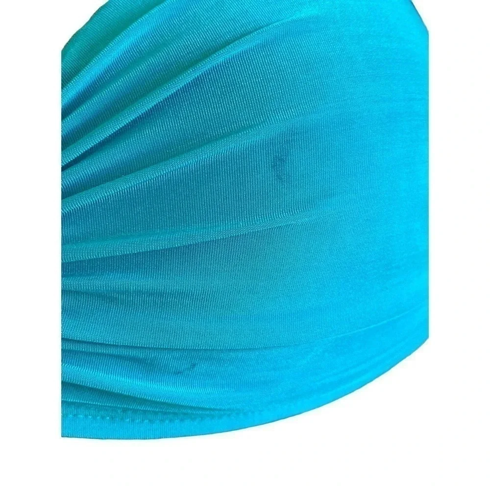 La Blanca Swim Bikini Top Size 6 Blue Loop Hook Closure Beach Ready Swimwear